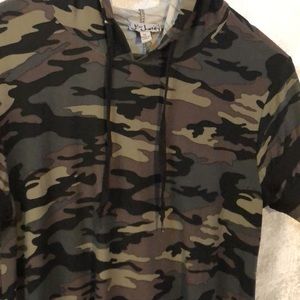 J for justify military camouflage women’s T-shirt hooded midi short sleeve dress